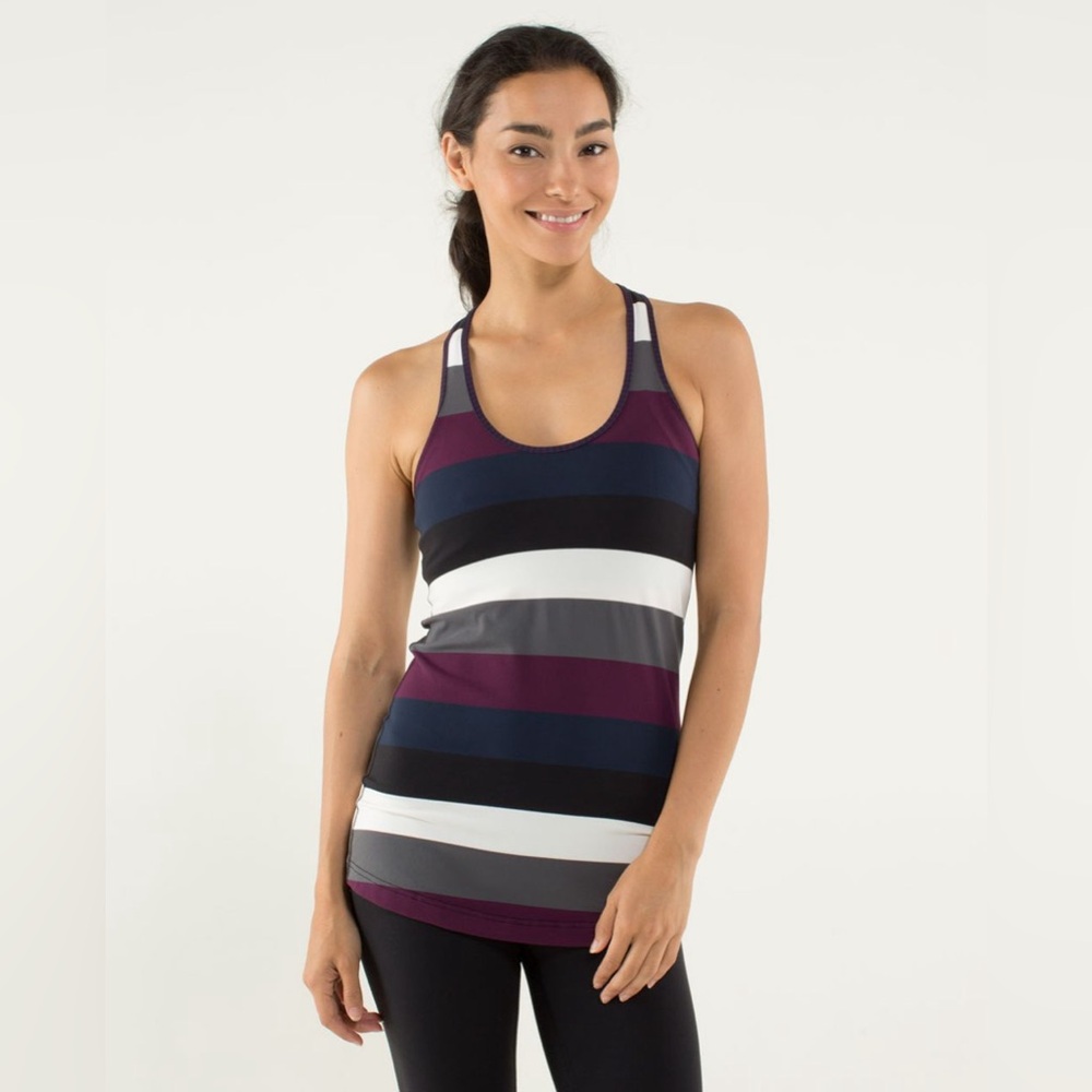 Lululemon Cool Racerback Pow Stripe Angel Wing / Hyper Stripe Plum Size 8